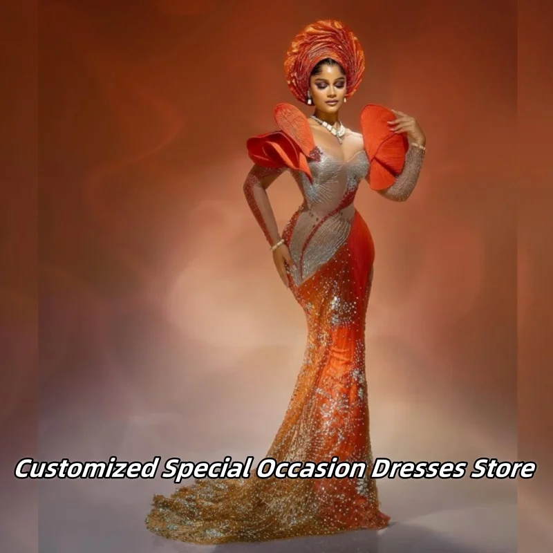 Оранжевые вечерние платья для африканских нигерийских девушек Aso Ebi Изысканное платье русалки с бисером для свадебного приема Пром платья по индивидуальному заказу
Оранжевые вечерние платья для африканских нигерийских девушек Aso Ebi Изысканное платье русалки с бисером для свадебного приема Пром платья по индивидуальному заказу