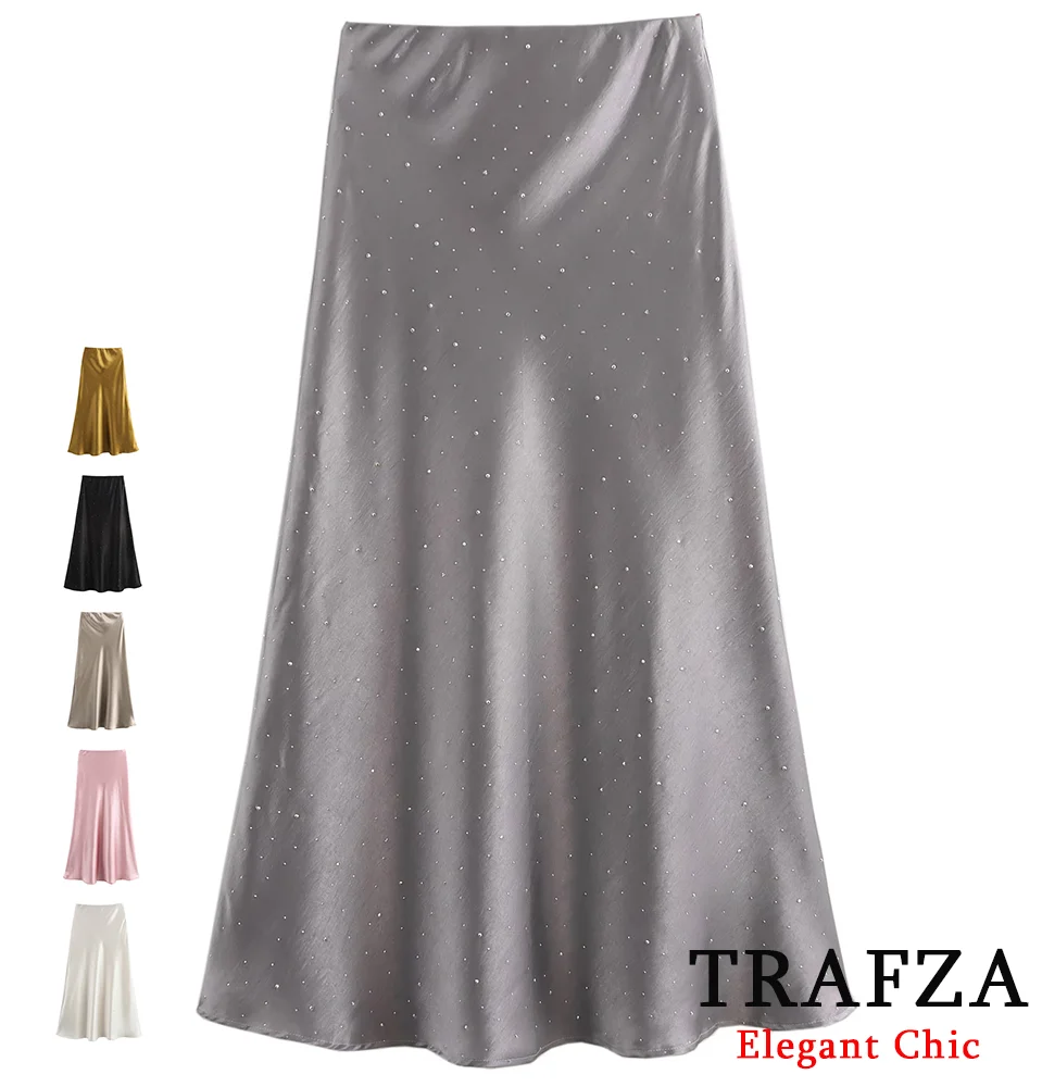 TRAFZA-женская элегантная атласная юбка Starlight, юбка «рыбий хвост» со стразами, юбка на бедрах с запахом, новинка 2025, весна-лето, романтическая юбка для ужина
TRAFZA-женская элегантная атласная юбка Starlight, юбка «рыбий хвост» со стразами, юбка на бедрах с запахом, новинка 2025, весна-лето, романтическая юбка для ужина