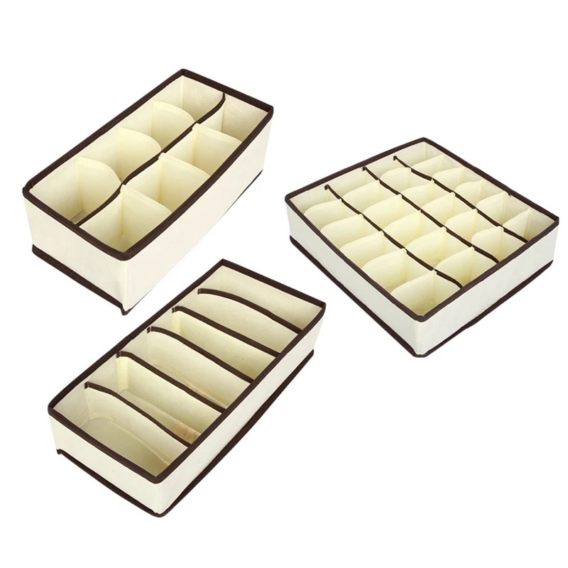 3 Pcs Set Underwear Bra Organizer Storage Box Beige Drawer Closet Organizers Boxes For Underwear Scarves Socks Bra
3 Pcs Set Underwear Bra Organizer Storage Box Beige Drawer Closet Organizers Boxes For Underwear Scarves Socks Bra