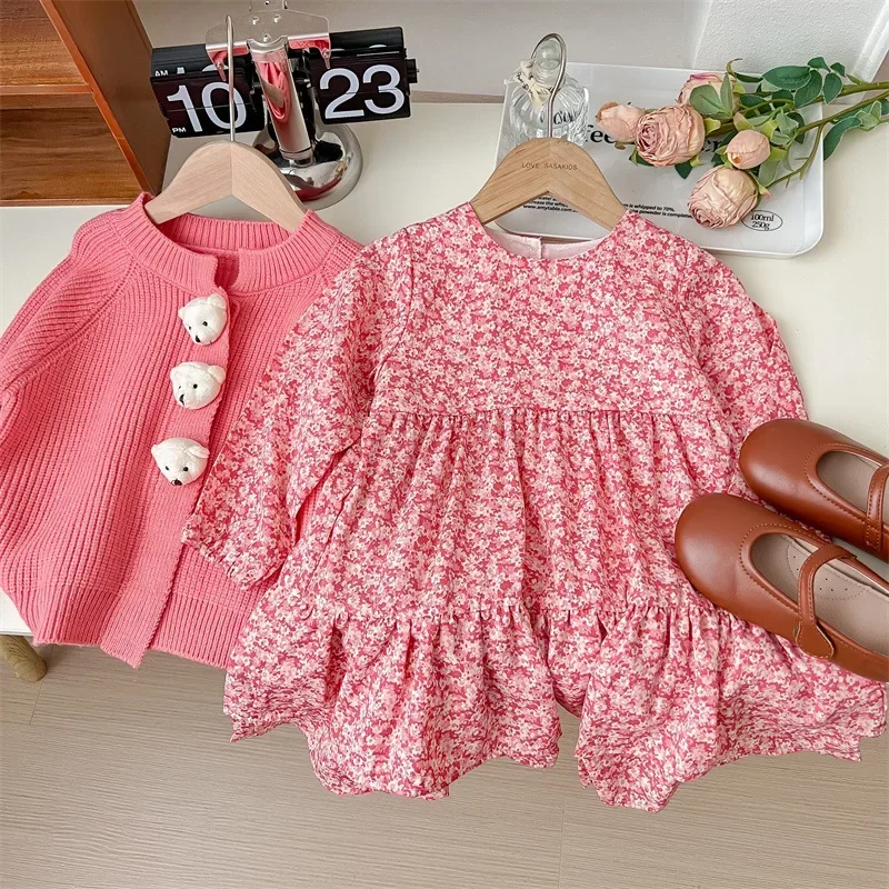 Dress + Knit Coat 2-piece Set Kawaii 3D Bear Knit Sweater Jacket Baby Girl Outfit Set 2025 New Kids Girls Clothes Cute Floral
Dress + Knit Coat 2-piece Set Kawaii 3D Bear Knit Sweater Jacket Baby Girl Outfit Set 2025 New Kids Girls Clothes Cute Floral