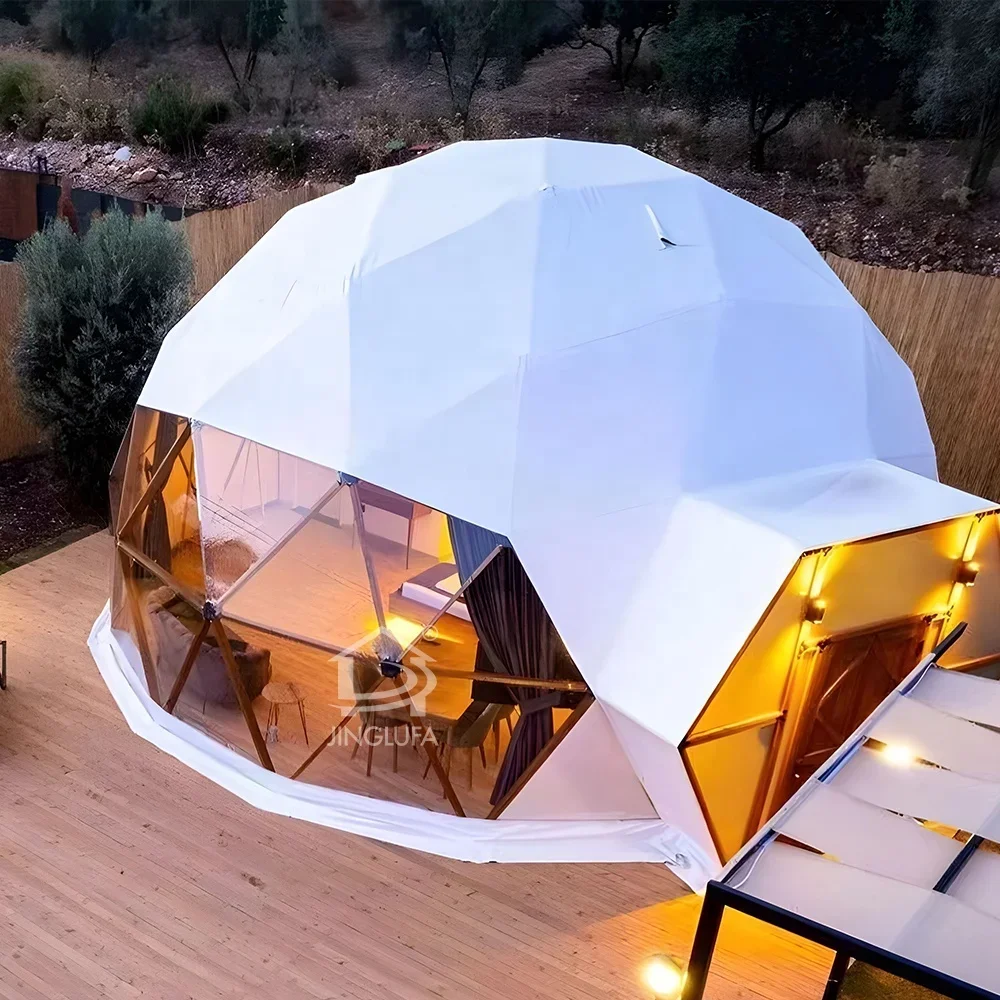 Outdoor Waterproof PVC Glamping Safari Round Geodesic Dome House Tent with Thermal Lining
Outdoor Waterproof PVC Glamping Safari Round Geodesic Dome House Tent with Thermal Lining