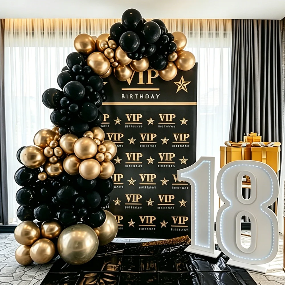 104Pcs Black Gold Balloon Garland Arch Kit Metallic Latex Balloons for Birthday Graduation Party Luxury Noir & Gold Balloon Set
104Pcs Black Gold Balloon Garland Arch Kit Metallic Latex Balloons for Birthday Graduation Party Luxury Noir & Gold Balloon Set