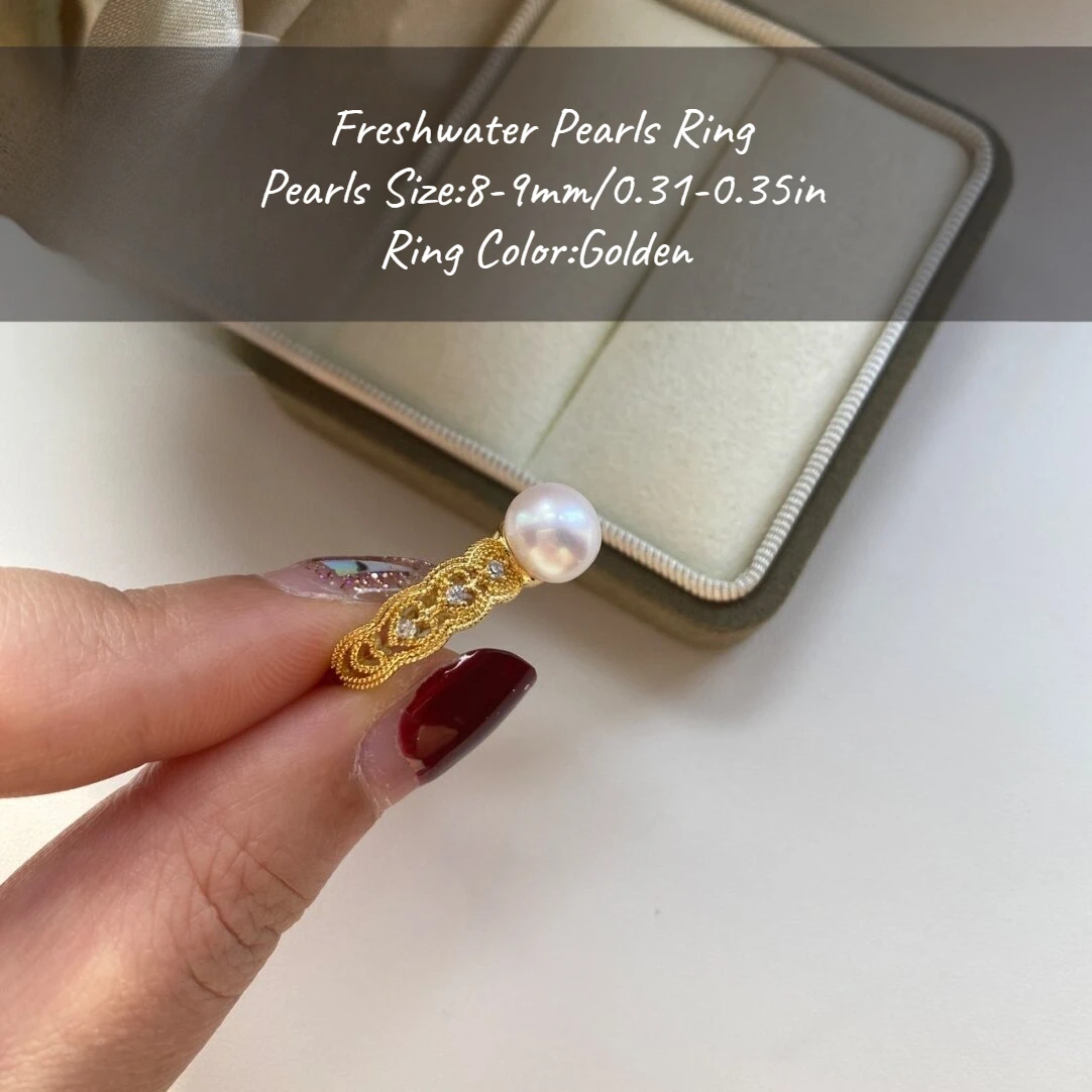 MYSOYA White Steamed Bread-shaped Freshwater Pearl Lace Ring 8-9mm With Gift Box for Her/Him Birthday/Wedding/Christmas Gift
MYSOYA White Steamed Bread-shaped Freshwater Pearl Lace Ring 8-9mm With Gift Box for Her/Him Birthday/Wedding/Christmas Gift