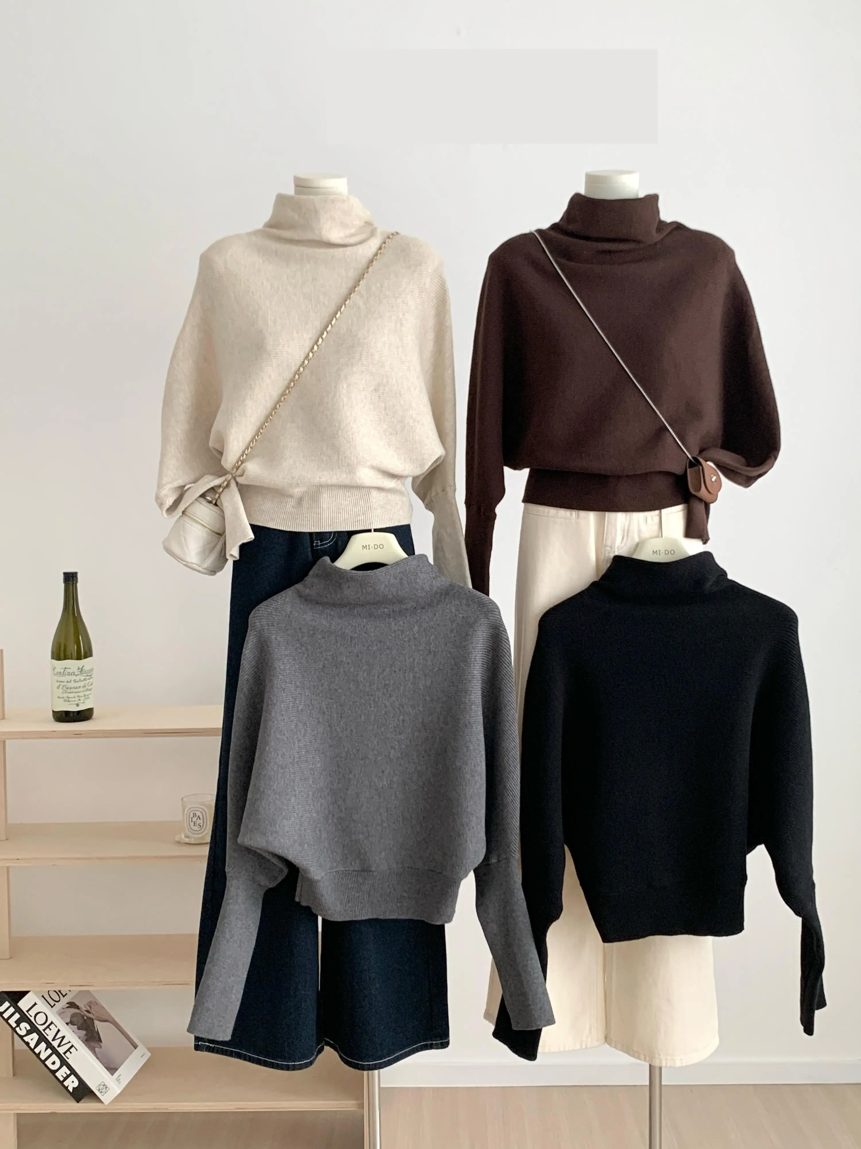Women's Elegant Turtleneck Bating Sleeve Solid Color Sweater Lady Autumn Winter Pullover Loose Long Sleeve Jumper Top
Women's Elegant Turtleneck Bating Sleeve Solid Color Sweater Lady Autumn Winter Pullover Loose Long Sleeve Jumper Top
