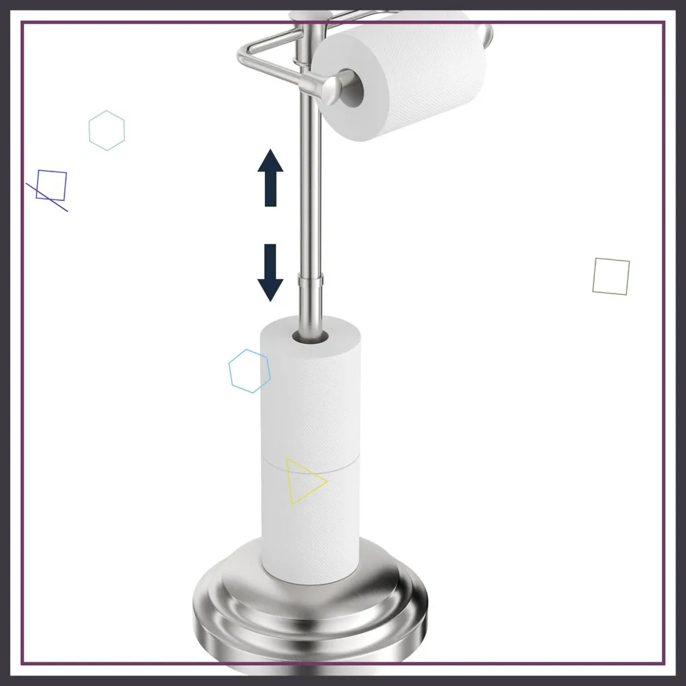Brushed Nickel Toilet Paper Holder Stand, Free Standing Stainless Steel Tissue Roll Holder, Adjustable Height 14-24 Inch
Brushed Nickel Toilet Paper Holder Stand, Free Standing Stainless Steel Tissue Roll Holder, Adjustable Height 14-24 Inch