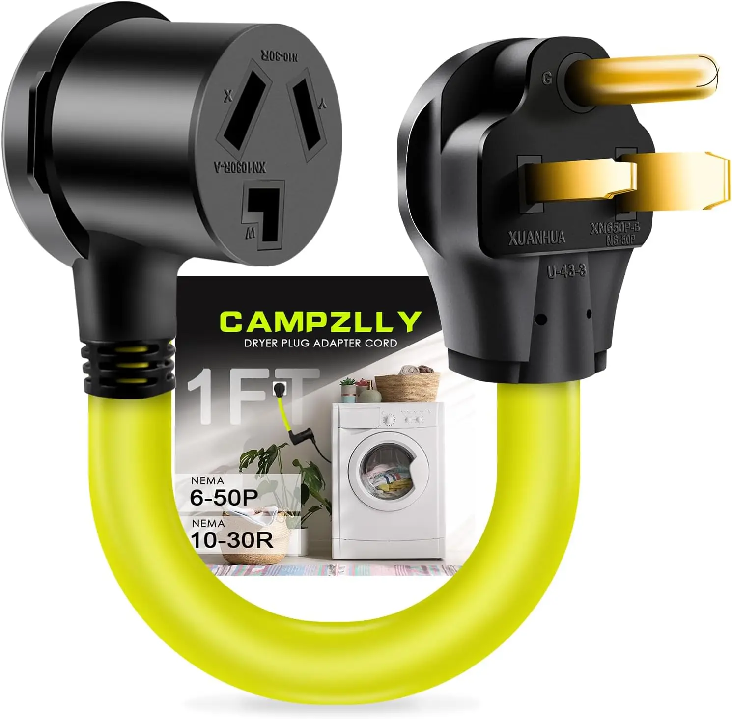 Dryer Pter Cord, Nema 6-50P Male To 10-30R Female Power Pter, Heavy Duty Stw 10 Gauge For Dryer, 12Inch, Etl Listed
Dryer Pter Cord, Nema 6-50P Male To 10-30R Female Power Pter, Heavy Duty Stw 10 Gauge For Dryer, 12Inch, Etl Listed