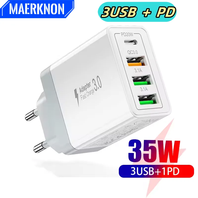 35W USB Multi Ports Fast Charging Charger Type C Quick Charge 3.0 Charger For iPhone 15 13 Xiaomi Samsung Portable Wall Adapter
35W USB Multi Ports Fast Charging Charger Type C Quick Charge 3.0 Charger For iPhone 15 13 Xiaomi Samsung Portable Wall Adapter