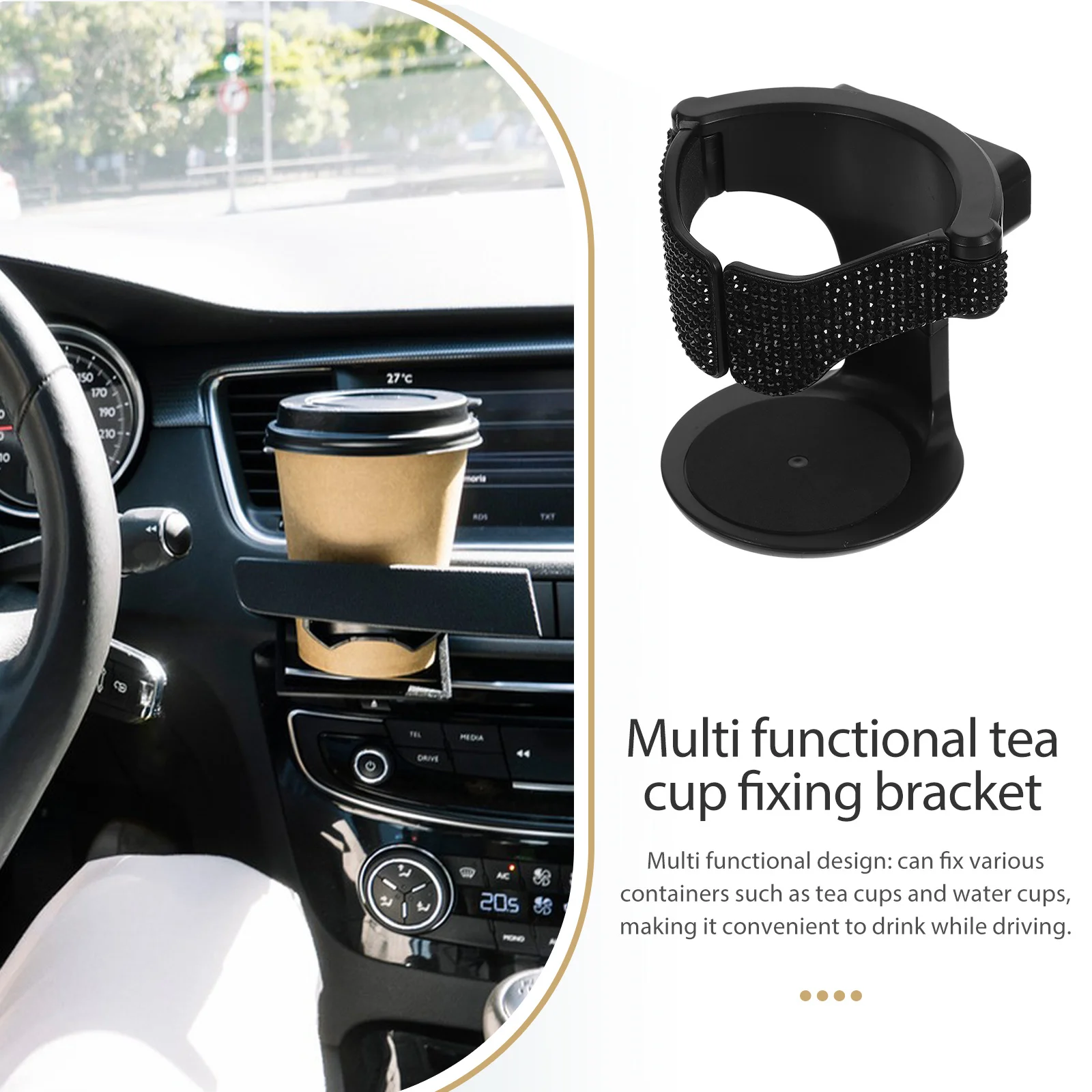 Air Vent Cup Holder Car Mounted Rhinestone Decor Auto Drink Holder Compatible with Most Cups Easy Install Car Vent Accessories
Air Vent Cup Holder Car Mounted Rhinestone Decor Auto Drink Holder Compatible with Most Cups Easy Install Car Vent Accessories