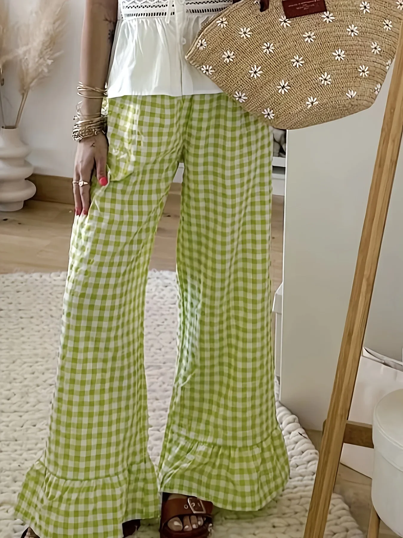 Pop Spring New European And American Style Fashion Two Tone Grid Elastic Waist Micro Pull Casual Pants
Pop Spring New European And American Style Fashion Two Tone Grid Elastic Waist Micro Pull Casual Pants