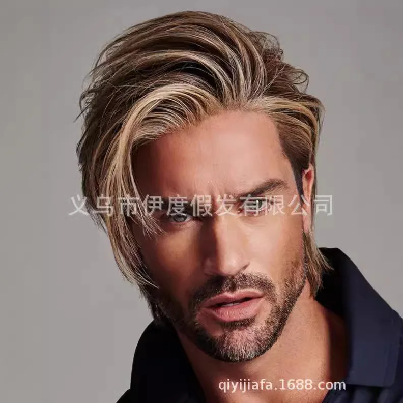 Men's retro wig fluffy diagonal short hair
Men's retro wig fluffy diagonal short hair