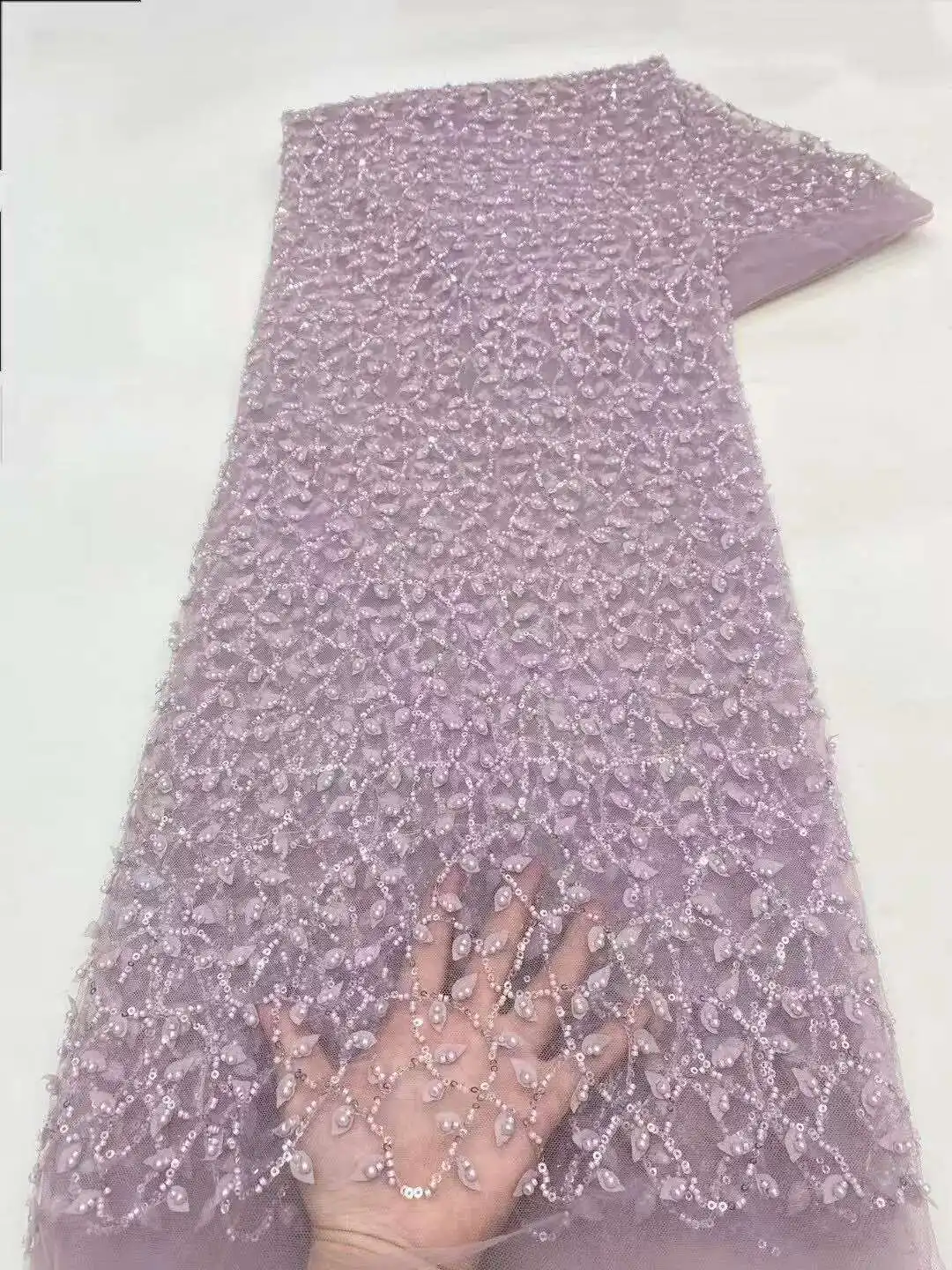 5Yards Nigerian Flocking Velvet Sequins Lace Fabric 2025 High Quality African Heavy Beaded And Pearls For Woman Party Dresses
5Yards Nigerian Flocking Velvet Sequins Lace Fabric 2025 High Quality African Heavy Beaded And Pearls For Woman Party Dresses