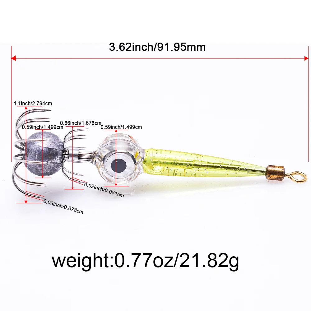Squid Fishing Lure With Eyes Decoy Stainless Steel Flower Hooks Saltwater Sea Fishing Tackle LED Flashing Bait Octopus Jig Hook
Squid Fishing Lure With Eyes Decoy Stainless Steel Flower Hooks Saltwater Sea Fishing Tackle LED Flashing Bait Octopus Jig Hook