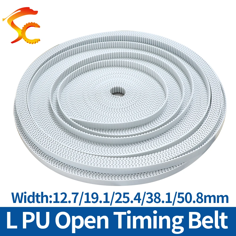 ONEFIRE Polyurethane L Open synchronous belt Width 12.7/19.1/25.4/38.1/50.8mm Pitch 9.525mm PU With steel wire timing belt
ONEFIRE Polyurethane L Open synchronous belt Width 12.7/19.1/25.4/38.1/50.8mm Pitch 9.525mm PU With steel wire timing belt