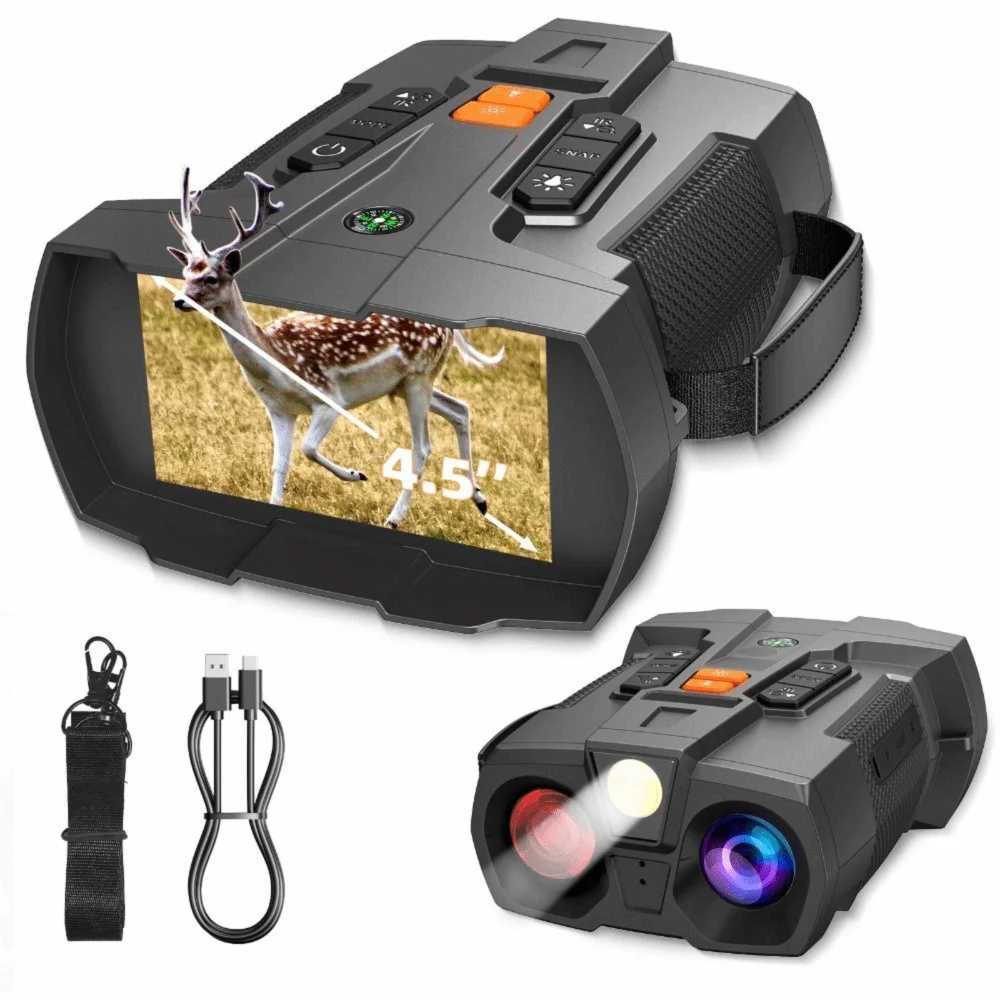4.5 Inch Big Screen Night Vision Binoculars IPS Display 5W Infrared 4K Night Vision Goggles 3W Fill Light with Compass
4.5 Inch Big Screen Night Vision Binoculars IPS Display 5W Infrared 4K Night Vision Goggles 3W Fill Light with Compass