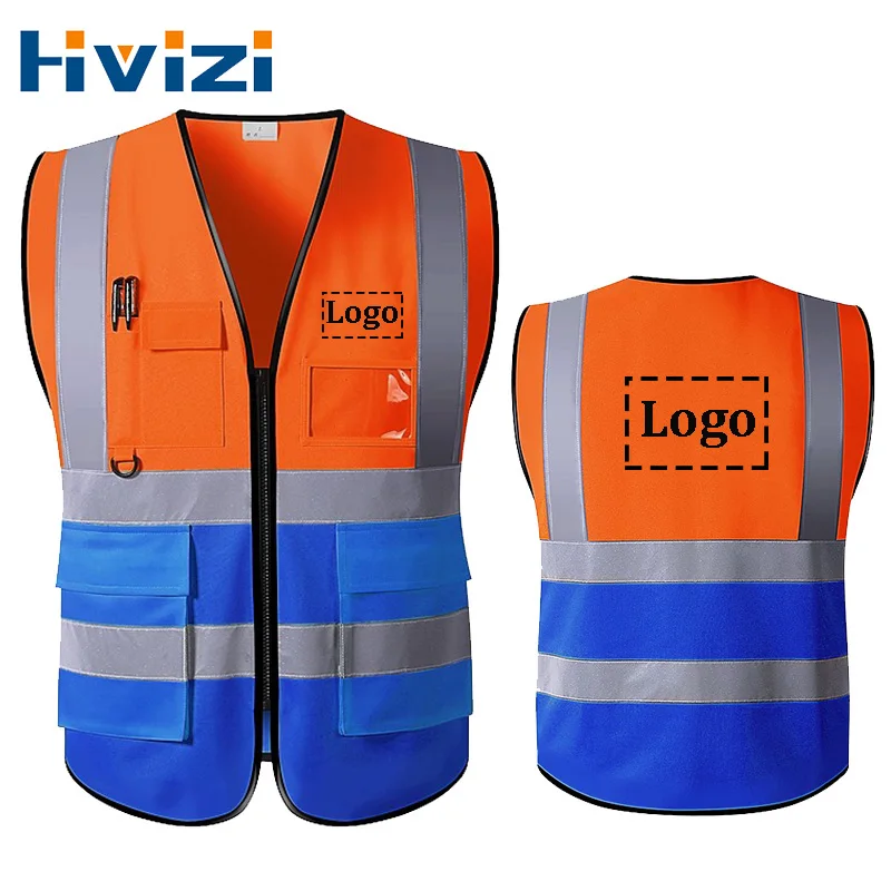 Orange & Blue Vest Safety Vest Reflective Custom Text and Logo Safety Reflective Vest Construction Building with Multi Pockets
Orange & Blue Vest Safety Vest Reflective Custom Text and Logo Safety Reflective Vest Construction Building with Multi Pockets
