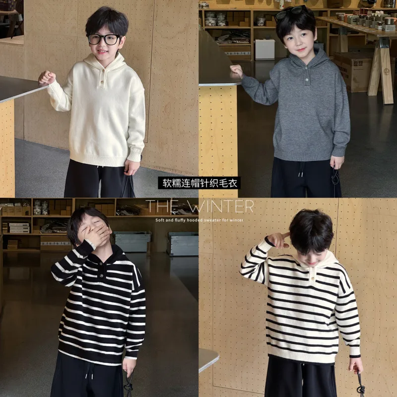 2025 Boys Autumn Winter Hood Half Cardigan Baby Knitt Sweater Thick Warm Base Layer Children Bottom 2-12 Years Pullover Outfit
2025 Boys Autumn Winter Hood Half Cardigan Baby Knitt Sweater Thick Warm Base Layer Children Bottom 2-12 Years Pullover Outfit