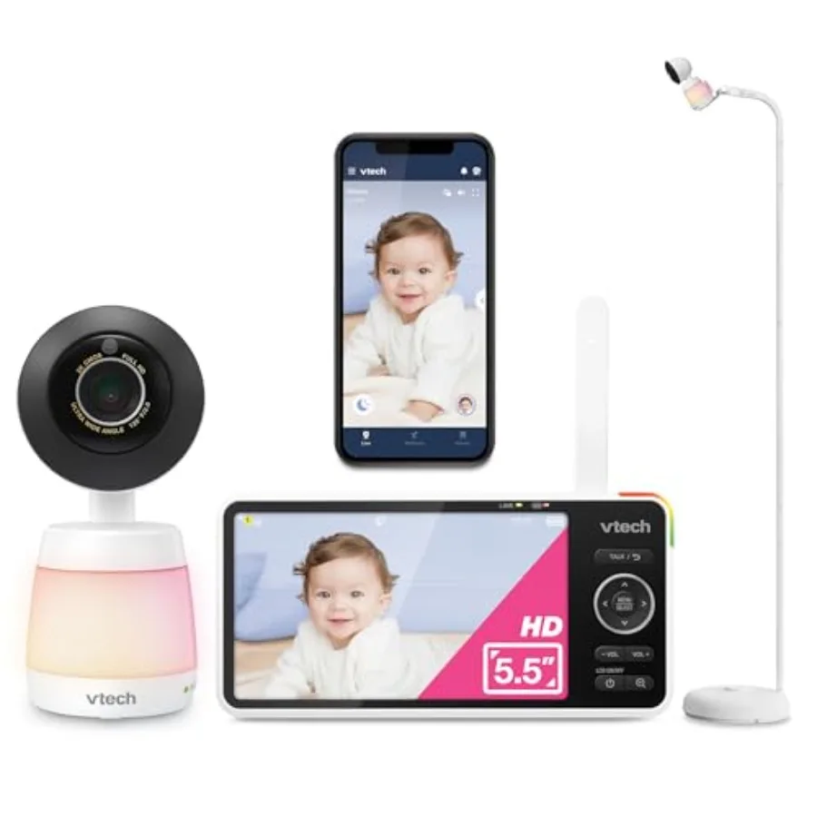 Видеоняня VTech Smart WiFi с напольной подставкой для домашнего использования, белая пластиковая, с синими акцентами, HD-видео и двусторонняя аудиосвязь
Видеоняня VTech Smart WiFi с напольной подставкой для домашнего использования, белая пластиковая, с синими акцентами, HD-видео и двусторонняя аудиосвязь