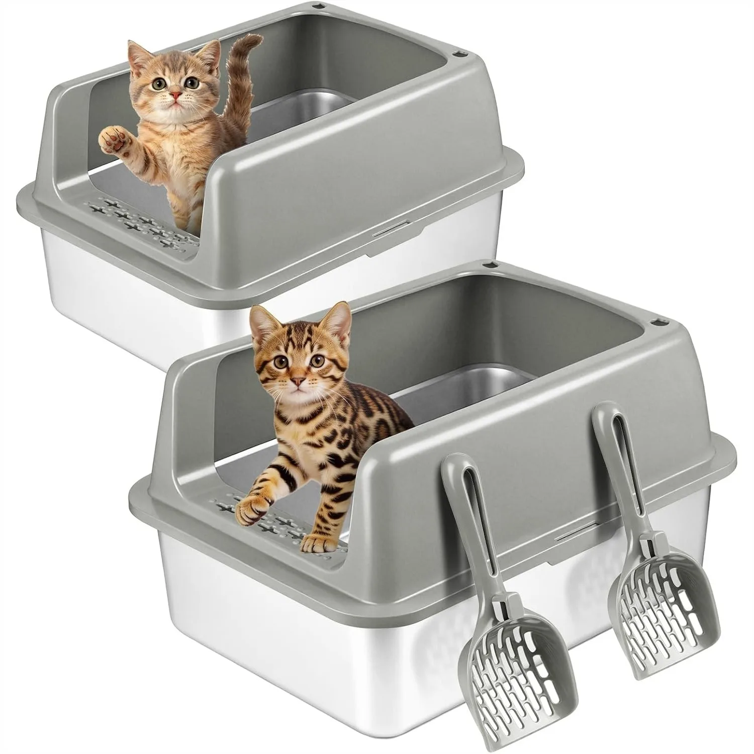 Stainless Steel Cat Litter Box with Lid, High Sides Enclosed Litter Pan for Cats, Kittens, or Multicat, Scoop Included
Stainless Steel Cat Litter Box with Lid, High Sides Enclosed Litter Pan for Cats, Kittens, or Multicat, Scoop Included
