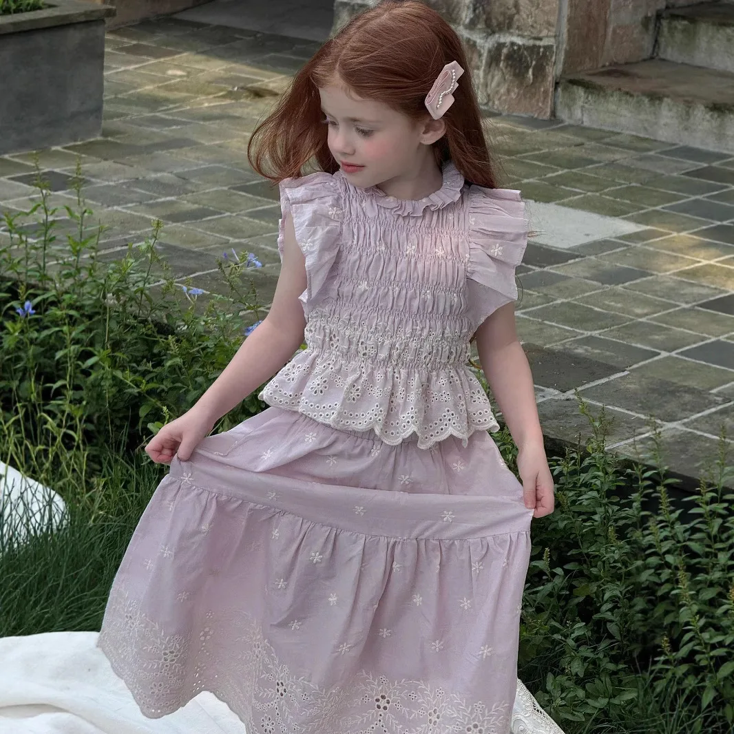 2025 Summer New Children Clothing Girls Flying Sleeve Skirt Set Korean Children Doll Shirt Embroidered Long Skirt Two Piece Set
2025 Summer New Children Clothing Girls Flying Sleeve Skirt Set Korean Children Doll Shirt Embroidered Long Skirt Two Piece Set
