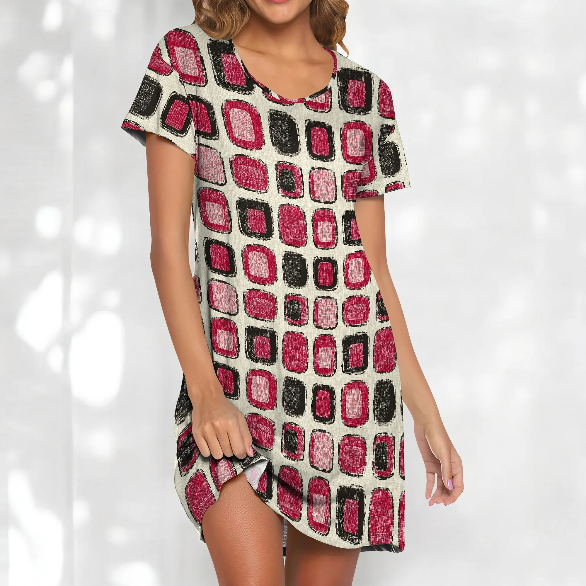 Retro Red Block Print Dress S-3XL Geometric Abstract Tunic for Black Women Summer Streetwear Look
Retro Red Block Print Dress S-3XL Geometric Abstract Tunic for Black Women Summer Streetwear Look