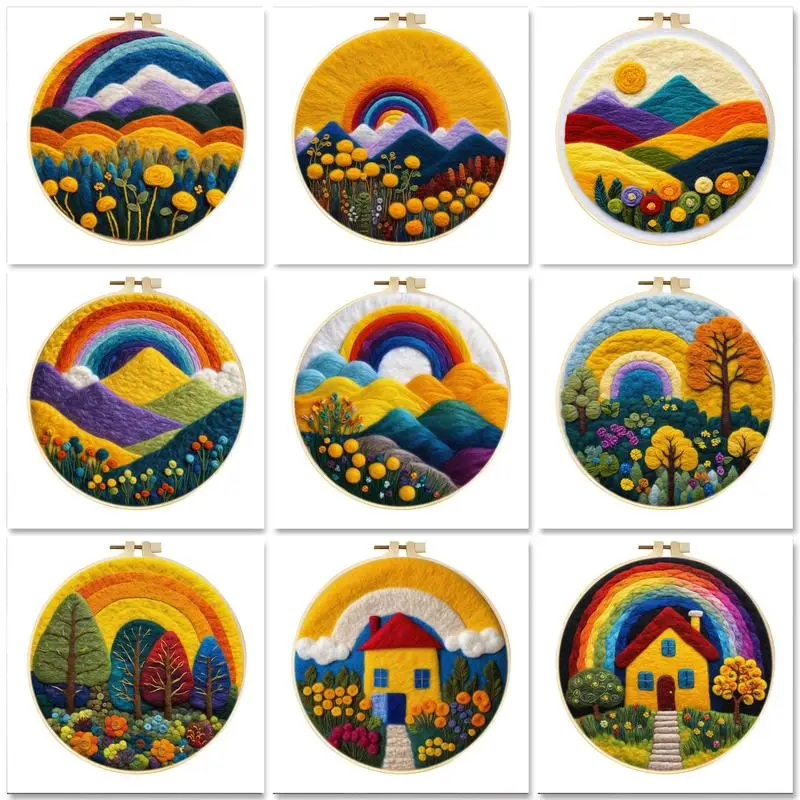 GATYZTORY Landscape Diy Wool Felting Painting With Embroidery Frame Diy Felt Kit Needle Felt Wool Painting Kit For Home Decor
GATYZTORY Landscape Diy Wool Felting Painting With Embroidery Frame Diy Felt Kit Needle Felt Wool Painting Kit For Home Decor