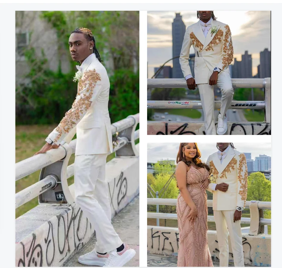 White Men Suits Set 2 Pcs Blazer+Cotton Pants Trousers Wedding Tuxedos Golden Stone Crystals Formal Office Groom Jacket Coat
White Men Suits Set 2 Pcs Blazer+Cotton Pants Trousers Wedding Tuxedos Golden Stone Crystals Formal Office Groom Jacket Coat