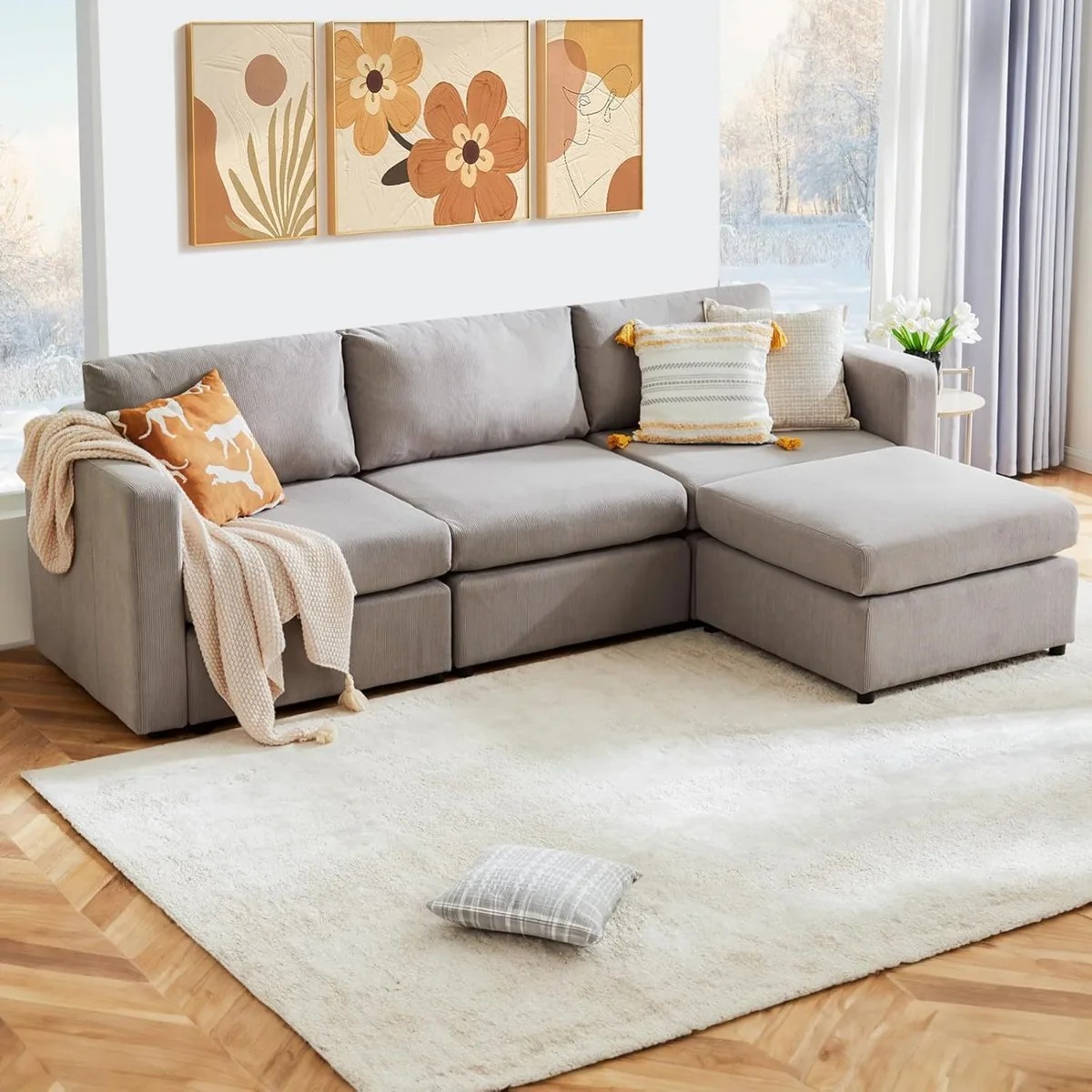 Convertible Modular Sectional Sofa, 4 Seat Sectional Couches for Living Room, L-Shaped Modern Fabric Modular Sofa Sleeper
Convertible Modular Sectional Sofa, 4 Seat Sectional Couches for Living Room, L-Shaped Modern Fabric Modular Sofa Sleeper