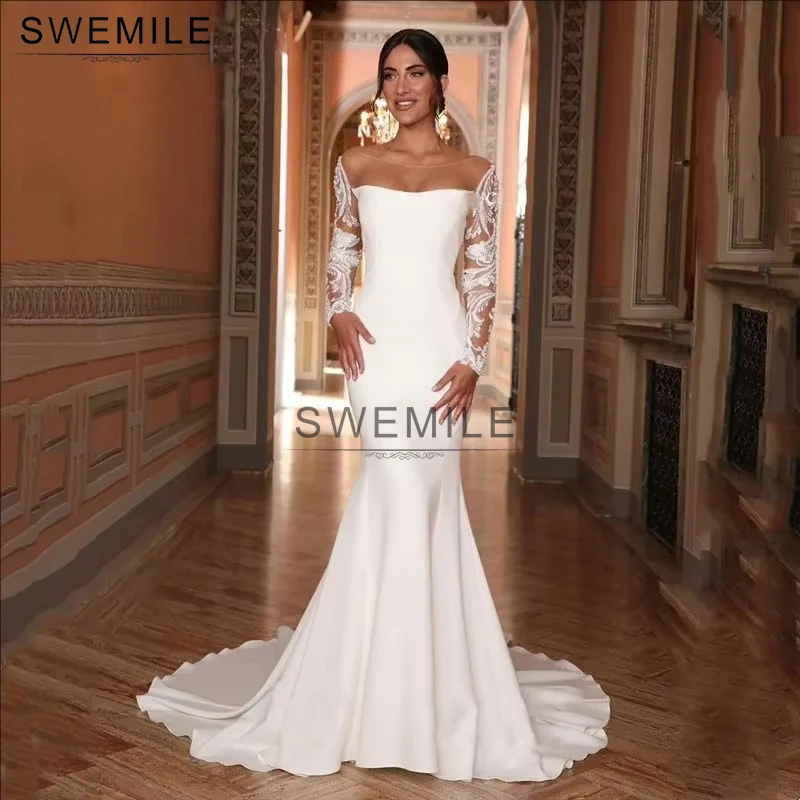 SWEMILE Customized Boho Lace Appliques Mermaid Wedding Dress Sexy Open Back Button Bridal Gown Long Sleeves Sweep Train Vestidos
SWEMILE Customized Boho Lace Appliques Mermaid Wedding Dress Sexy Open Back Button Bridal Gown Long Sleeves Sweep Train Vestidos