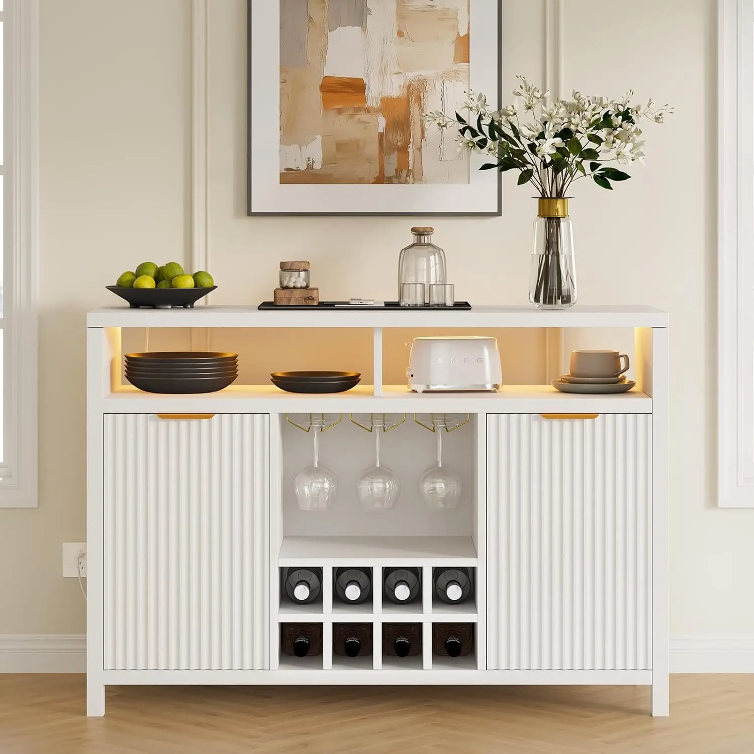Fluted Home Bar Wine Cabinet with LED Light, Charging Station, Wine Rack - Buffet Cabinet with Storage, Coffee Bar Table, Stylis
Fluted Home Bar Wine Cabinet with LED Light, Charging Station, Wine Rack - Buffet Cabinet with Storage, Coffee Bar Table, Stylis