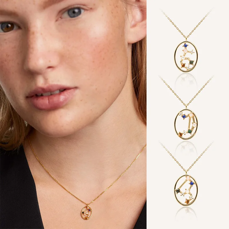 New 925 Sterling Silver 12 Constellation Necklace Personality Charm Fashion Style Pendant Choker for Women Fine Jewelry
New 925 Sterling Silver 12 Constellation Necklace Personality Charm Fashion Style Pendant Choker for Women Fine Jewelry