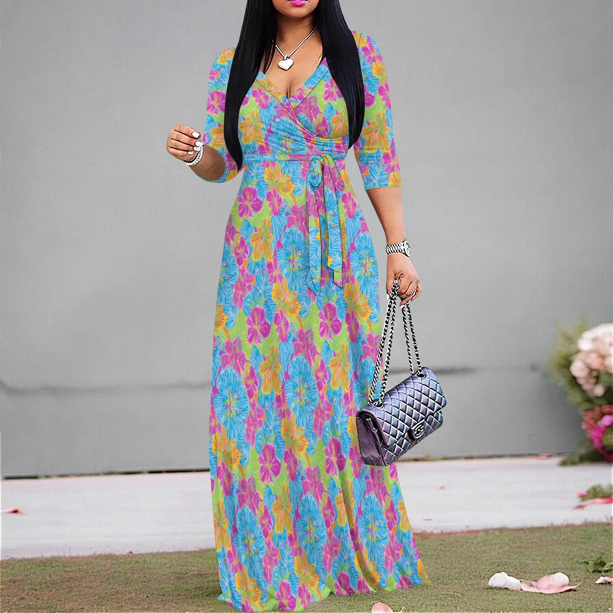 Tropical Print Maxi Dress for Women Plus Size S-2XL V-Neck Tie Waist Summer Beach or Vacation Outfit 2025
Tropical Print Maxi Dress for Women Plus Size S-2XL V-Neck Tie Waist Summer Beach or Vacation Outfit 2025