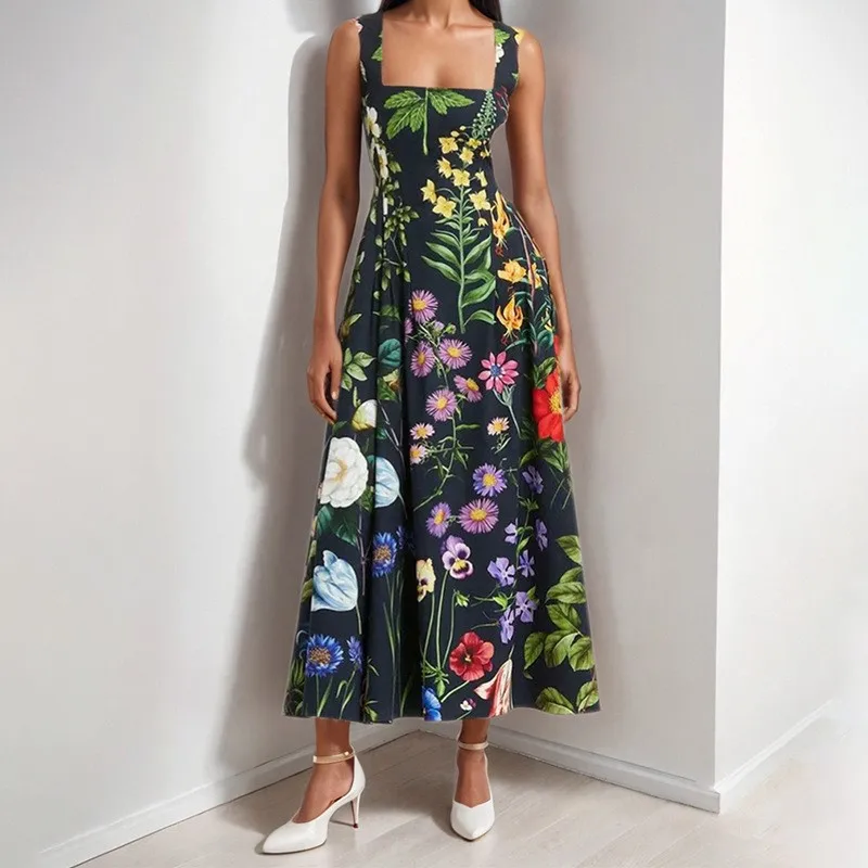Boho Floral Print Maxi Dress Women Summer New Square Neck Wide Strap A-Line Elegant Casual Vacation Party Dresses Gown Vestidos
Boho Floral Print Maxi Dress Women Summer New Square Neck Wide Strap A-Line Elegant Casual Vacation Party Dresses Gown Vestidos