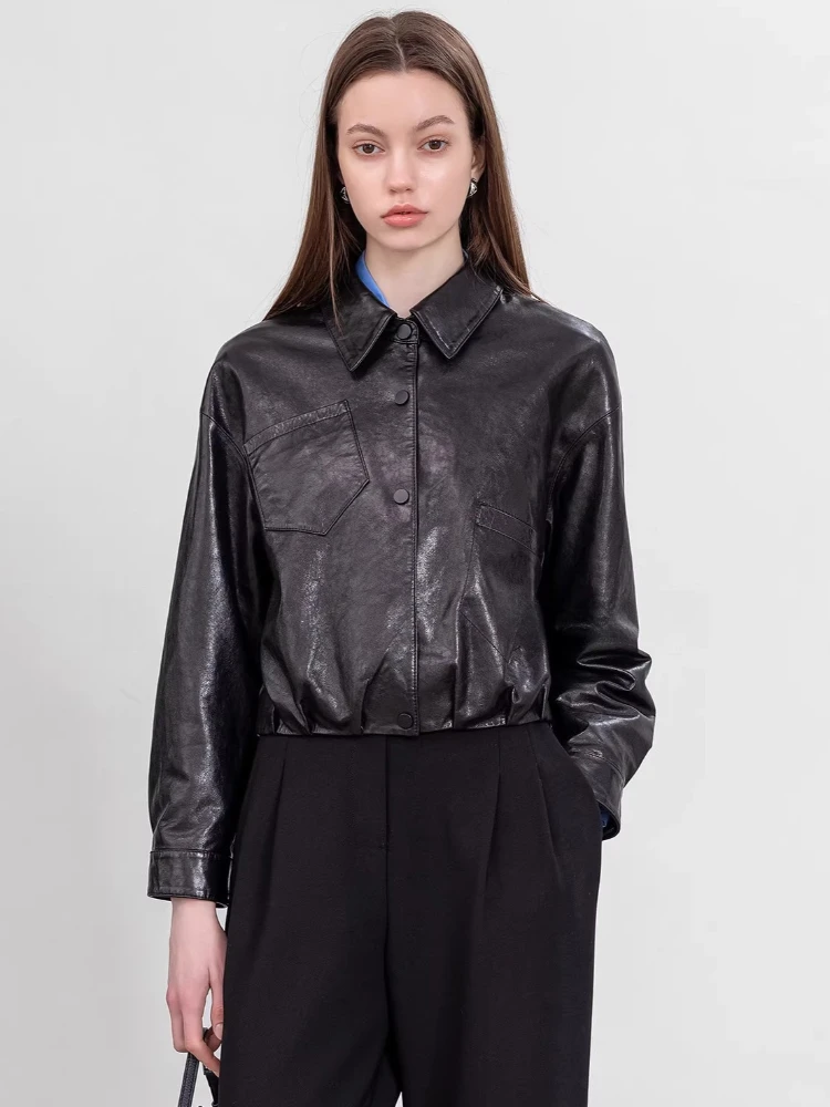Causal Short Genuine Leather Jackets for Women Spring Autumn 2026 New High-end Simple Soft Oil Wax Black Real Sheepskin Coat
Causal Short Genuine Leather Jackets for Women Spring Autumn 2026 New High-end Simple Soft Oil Wax Black Real Sheepskin Coat