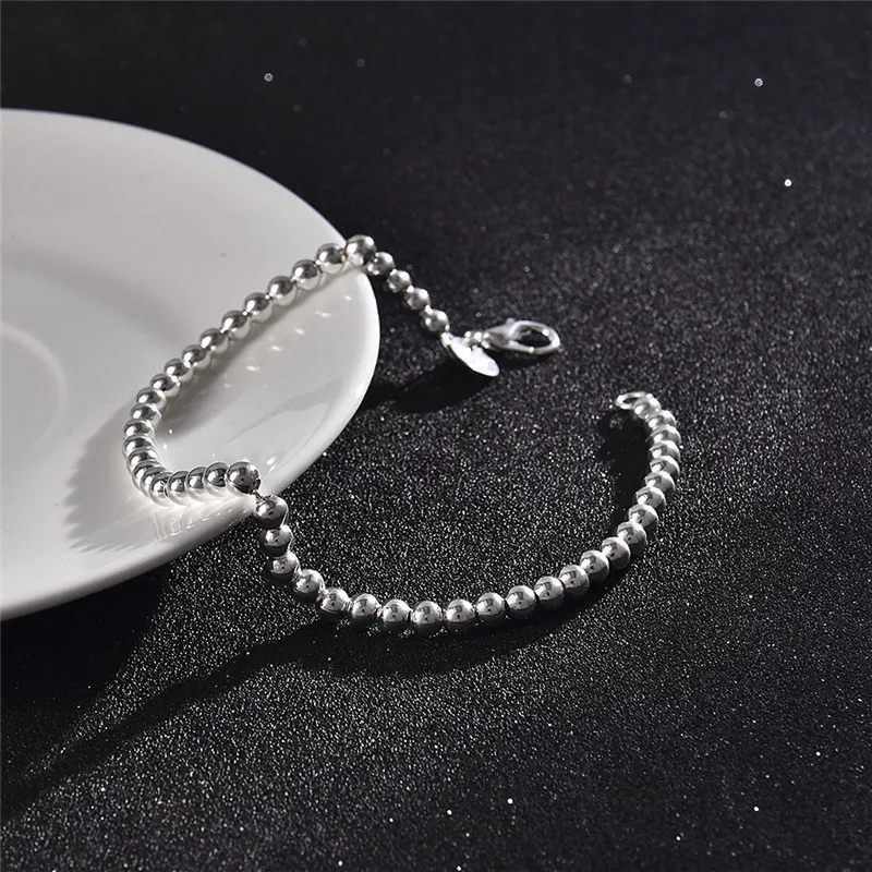 Women's Silver Plated Bracelet with 4MM Beads Chain Fashion Jewelry for Wedding Party Popular Brands
Women's Silver Plated Bracelet with 4MM Beads Chain Fashion Jewelry for Wedding Party Popular Brands