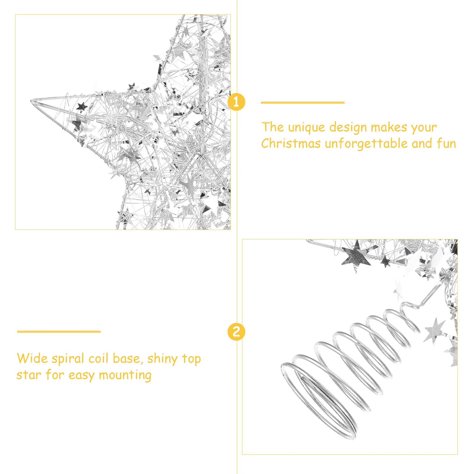 Silver Star Topper Treetop Luminous LED Ornament Accessories Party Decoration Elegant Iron
Silver Star Topper Treetop Luminous LED Ornament Accessories Party Decoration Elegant Iron
