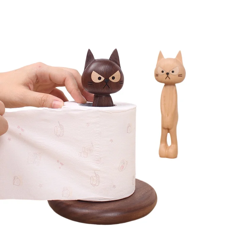 Shy cat roll paper rack No punching Solid wood roll paper rack Kitchen dining room storage rack
Shy cat roll paper rack No punching Solid wood roll paper rack Kitchen dining room storage rack