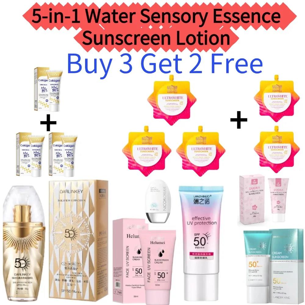 Multi-benefit Facial Sunscreen Isolation Lotion - 5-in-1 Essence Sunscreen with SPF50 PA+++ UVA/UVB Protection Oil Control Daily
Multi-benefit Facial Sunscreen Isolation Lotion - 5-in-1 Essence Sunscreen with SPF50 PA+++ UVA/UVB Protection Oil Control Daily
