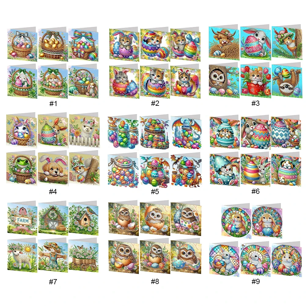 6Pcs Easter Animals Diamond Handmade Card Rhinestone Painting Card Kit Diamond Painting Greeting Card for Holiday Party Favors
6Pcs Easter Animals Diamond Handmade Card Rhinestone Painting Card Kit Diamond Painting Greeting Card for Holiday Party Favors