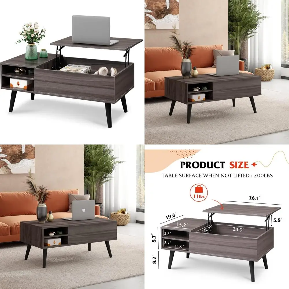 Adjustable Shelf Living Room Coffee Table with Storage, Mid-Century Modern Style, Small Space Solution
Adjustable Shelf Living Room Coffee Table with Storage, Mid-Century Modern Style, Small Space Solution