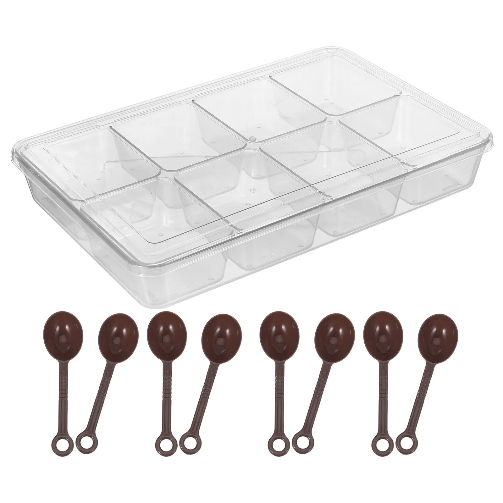1Set Seasoning Box 8-Compartment Clear Spice Container Sealed Lids Spoons Kitchen Food Storage Organizer Salt Sugar Pepper
1Set Seasoning Box 8-Compartment Clear Spice Container Sealed Lids Spoons Kitchen Food Storage Organizer Salt Sugar Pepper