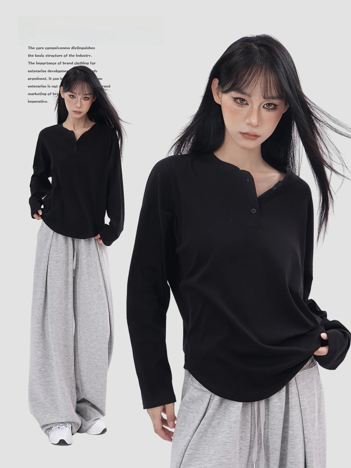 Black Long Sleeve round Neck T-Shirt Women's Lazy Casual Street Style Hip Hop Dance Fashionable Overhead Top for Autumn
Black Long Sleeve round Neck T-Shirt Women's Lazy Casual Street Style Hip Hop Dance Fashionable Overhead Top for Autumn