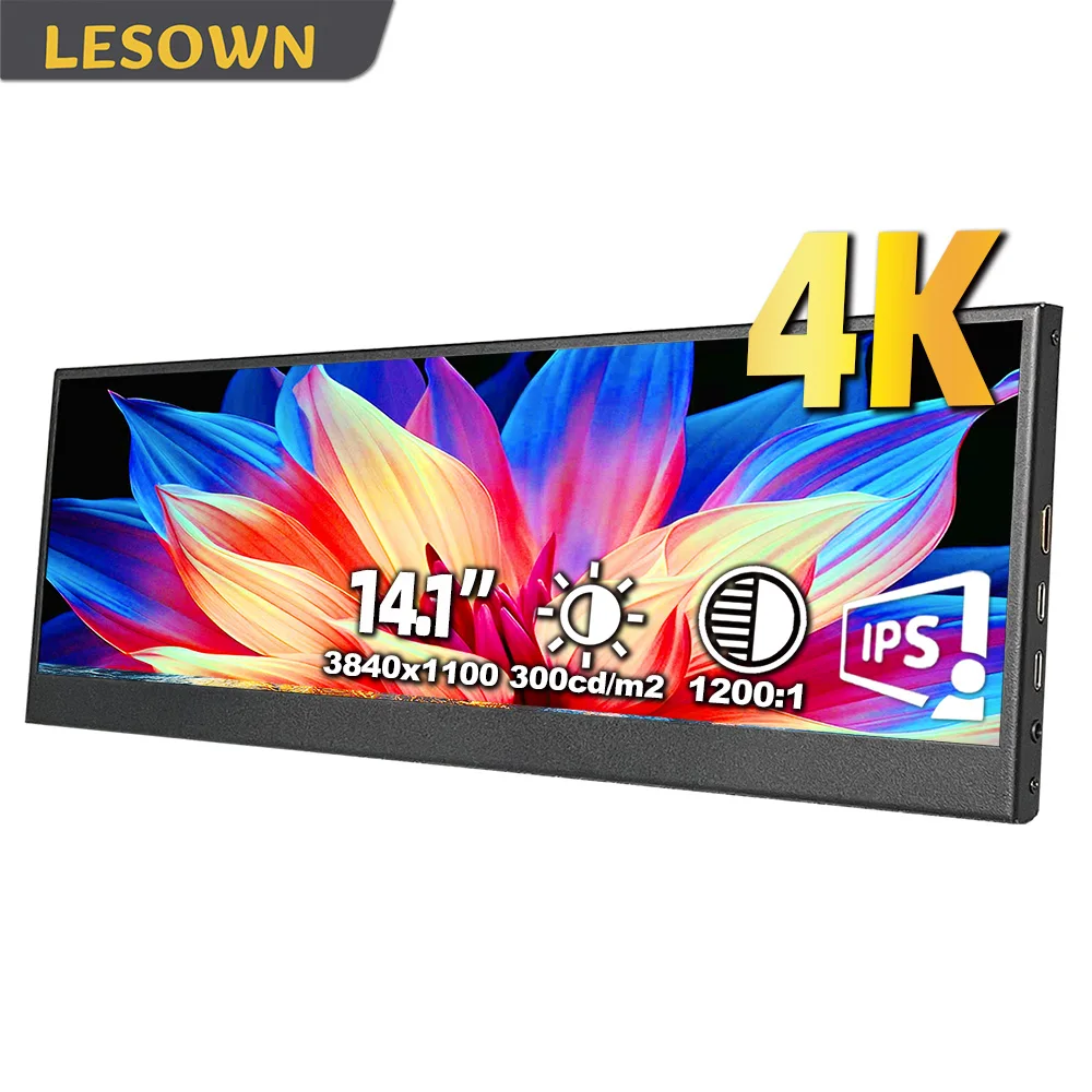 LESOWN 14,1-дюймовый ультратонкий расширенный дисплей 4K 3840x1100 IPS с горизонтальной планкой, монитор, чехол для ПК, дисплей для игровых консолей для ноутбуков
LESOWN 14,1-дюймовый ультратонкий расширенный дисплей 4K 3840x1100 IPS с горизонтальной планкой, монитор, чехол для ПК, дисплей для игровых консолей для ноутбуков