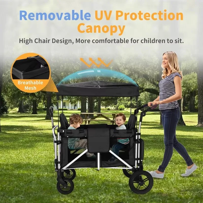 Authenticity guarantee.Wagon Cart Featuring 2 High Seat with 5-Point Harnesses and Adjustable Canopy, Foldable Push-Pull Rod
Authenticity guarantee.Wagon Cart Featuring 2 High Seat with 5-Point Harnesses and Adjustable Canopy, Foldable Push-Pull Rod