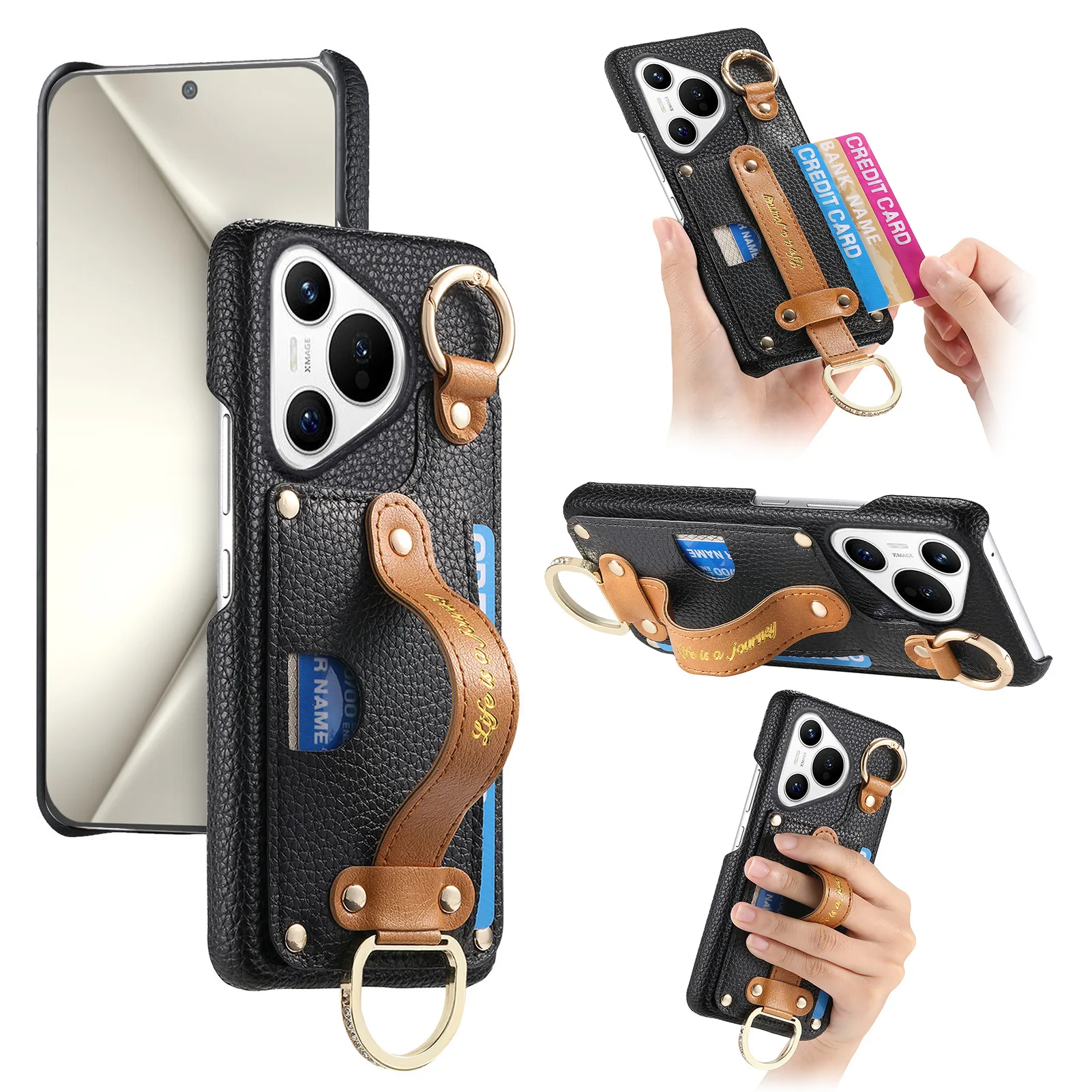Litchi Leather Card Holder Wallet Case For Huawei Pura 80 70 Pro 70Ultra, Slim Ring Hand Strap Wristband Kickstand Phone Cover
Litchi Leather Card Holder Wallet Case For Huawei Pura 80 70 Pro 70Ultra, Slim Ring Hand Strap Wristband Kickstand Phone Cover
