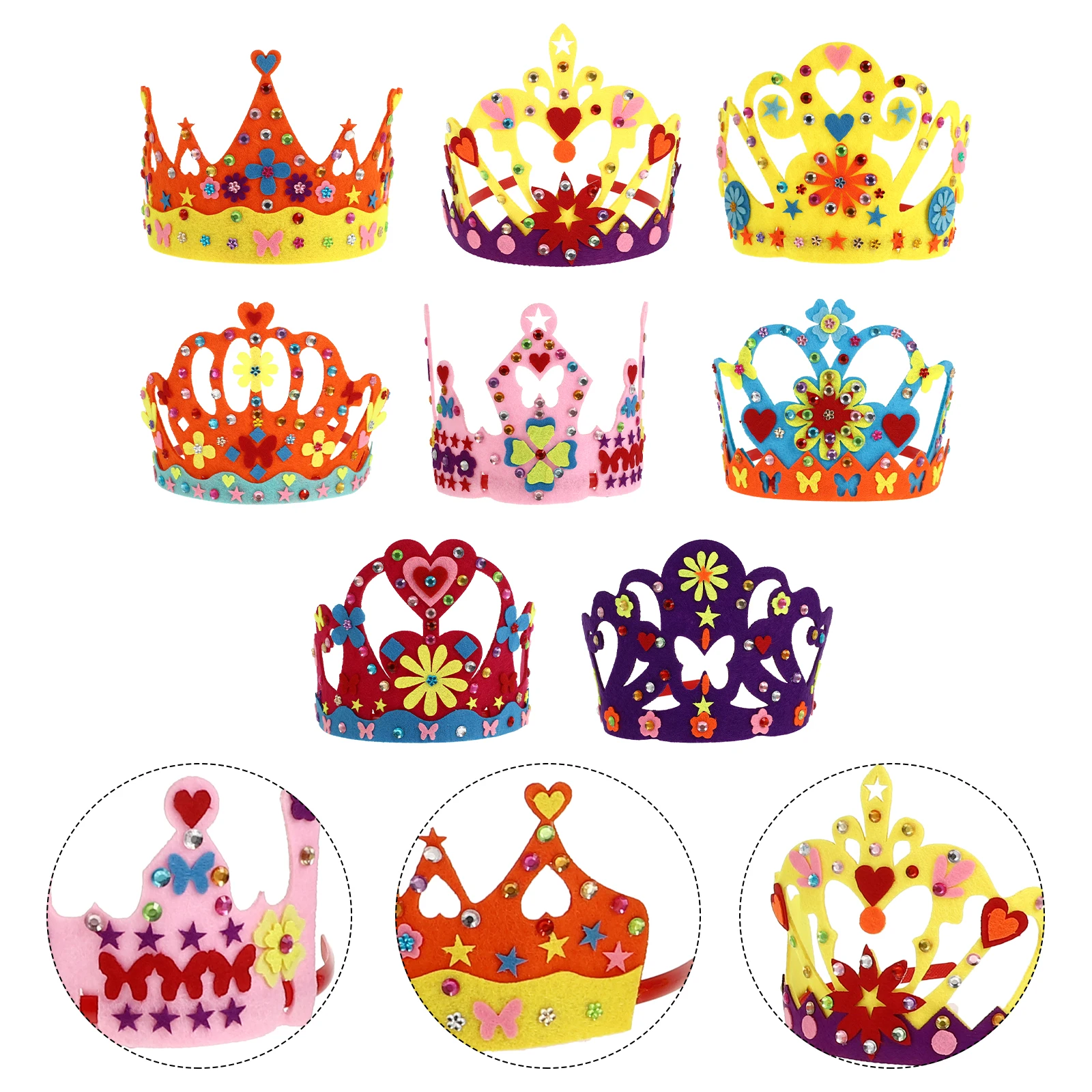 8pcs DIY Crown Materials Kids Craft Kit Felt Headdress H made Celebrity Birthday Gift for Children Party Hats
8pcs DIY Crown Materials Kids Craft Kit Felt Headdress H made Celebrity Birthday Gift for Children Party Hats
