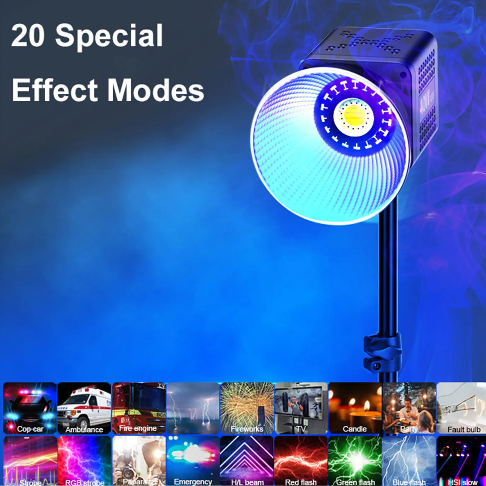 40W RGB Portable LED Video Light 3400mAh Build-in Battery Adjustable Color Temperature COB Handheld Spotlight
40W RGB Portable LED Video Light 3400mAh Build-in Battery Adjustable Color Temperature COB Handheld Spotlight