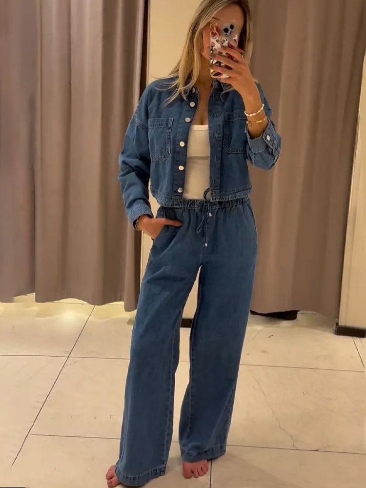 HH Women Fashion Pants Suit Single-Breasted Lapel Long Sleeve Denim Coat+Pockets Drawstring Solid Straight Long Jeans
HH Women Fashion Pants Suit Single-Breasted Lapel Long Sleeve Denim Coat+Pockets Drawstring Solid Straight Long Jeans