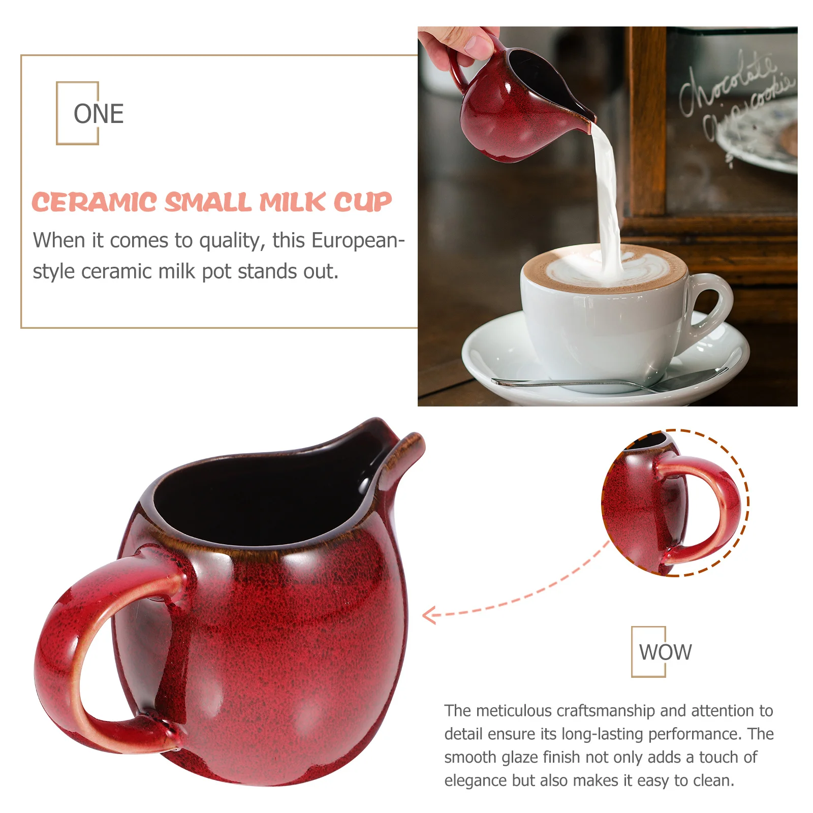 Ceramic Milk Pitcher European Style Creative Design Handle Spout Coffee Creamer Syrup Dispenser Easy Clean 
Ceramic Milk Pitcher European Style Creative Design Handle Spout Coffee Creamer Syrup Dispenser Easy Clean