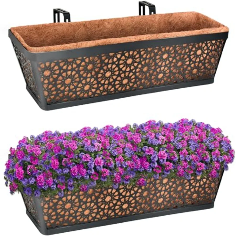 Railg Wdow Balcony Deck Planter Boxes Outdoor, Pack Metal Heavy Duty Planter Boxes with Coco Liner for Windowsill Fence Porch P
Railg Wdow Balcony Deck Planter Boxes Outdoor, Pack Metal Heavy Duty Planter Boxes with Coco Liner for Windowsill Fence Porch P