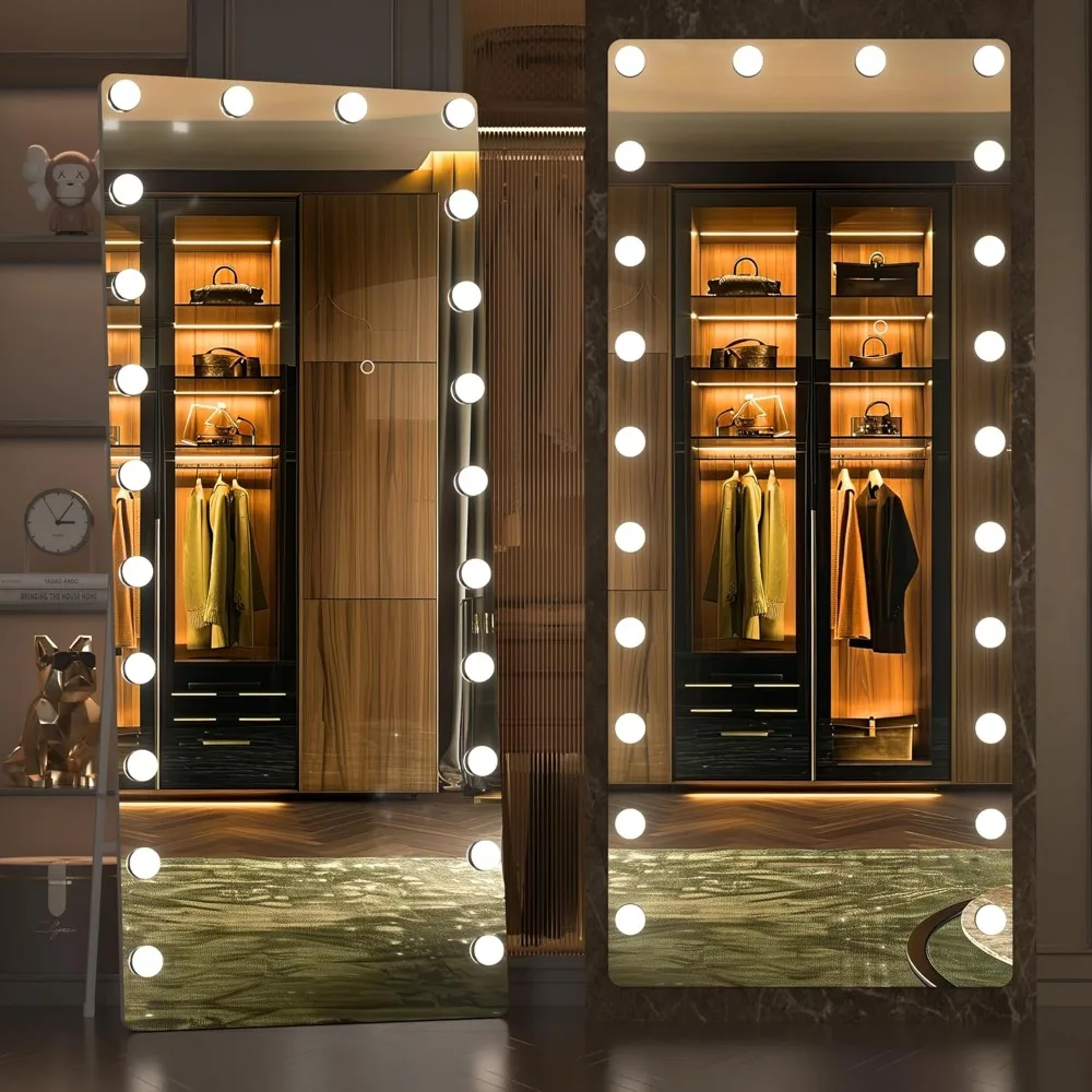 Full Length Mirror with Lights, 67" X 26" Led Standing Mirror, Hollywood Full Body Mirrors with Bulbs, Wall Mounted
Full Length Mirror with Lights, 67" X 26" Led Standing Mirror, Hollywood Full Body Mirrors with Bulbs, Wall Mounted